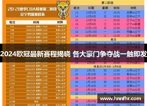 2024欧冠最新赛程揭晓 各大豪门争夺战一触即发